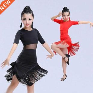 New Kids Child Girls Latin Dance Dress Fringe Latin Dance Cl