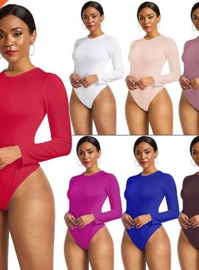 1 Colors Long Sleeve O Neck Casual Bodysuit Women Body Tops