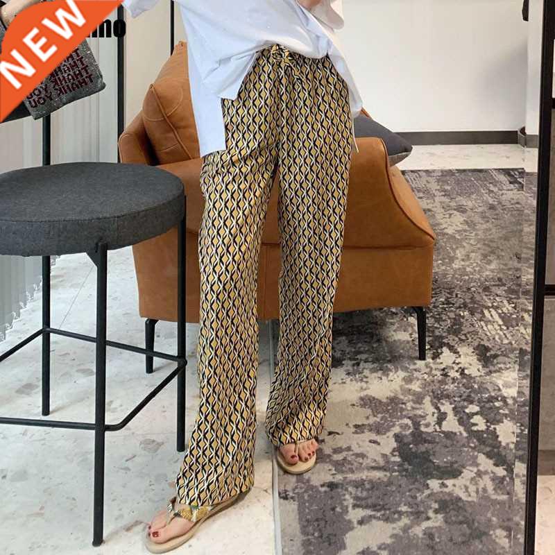 Geometric Print Trousers Women Summer Pants Boho Style Elast