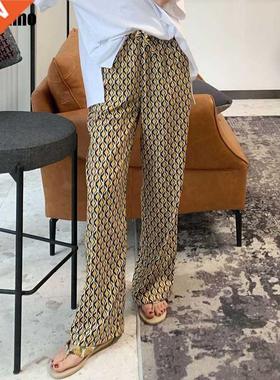 Geometric Print Trousers Women Summer Pants Boho Style Elast