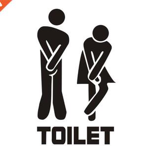 Removable Cute Man Woman Washroom Toilet WC Sign Stickers Fa