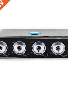 4 Way Splitter + USB + LED Licht Controle, zwart