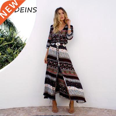 NEDS 2020 Summer Boho Beach Dress Fashion Floral Print Et