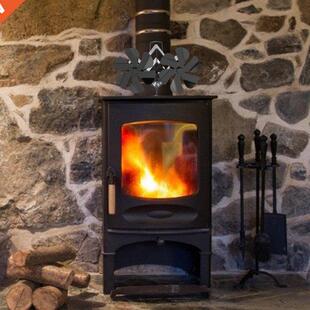 Head Chimney Heat Blade Powered Stove Double Wood Fan
