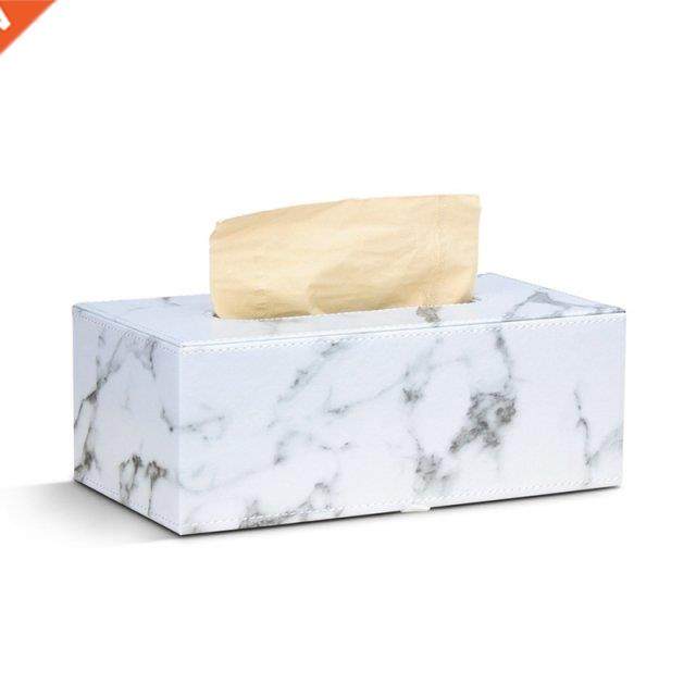 Rectangular Marble PU Leather Facial Tissue Box Cover Napkin