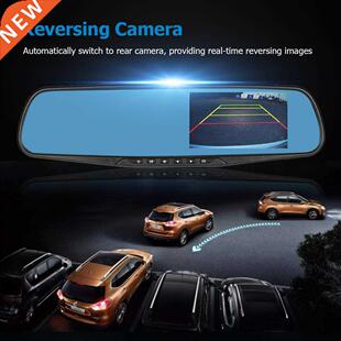 4.3inch  Dual Lens Car DVR Camera Dash Cam Rear View Mirror