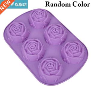1pc Rose Shape Silicone Mold Non-Stick 6-Cavity Choc