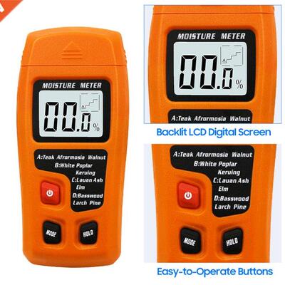 Digital Wood Moisture Meter Pin Type LCD Backlit Portable Wo