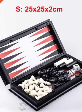 Magnetic Chess Backgammon Checkers Set Foldable Chess Board