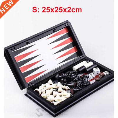 Magnetic Chess Backgammon Checkers Set Foldable Chess Board