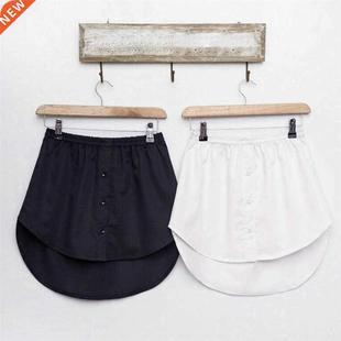 Women Fake Shirt Irregular Skirt Blouse Tail Hem Cotton Deta