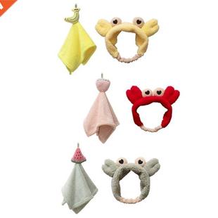 Hanging Hand Towel with Cute Crab Shape Headband Holiday Gif