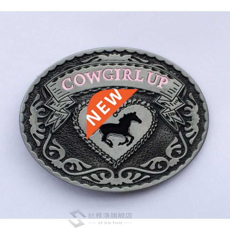 Cowgirl p Running Horse Western Belt Buckle