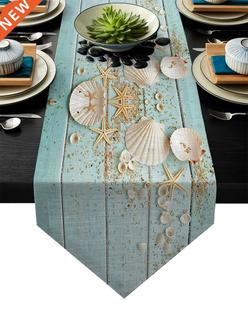 Wooden Board Shells Starfish Table Runners Tablecloths Vinta