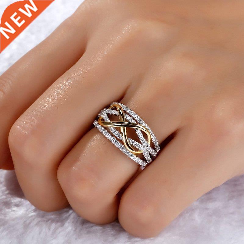 Silver Plated Infinity Love Ring Shining Cubic Zircon Bowkno