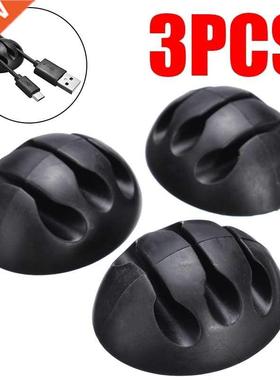 3Pcs 3 Slots Cord Holder Cable Ties Random Color Adhesive Li