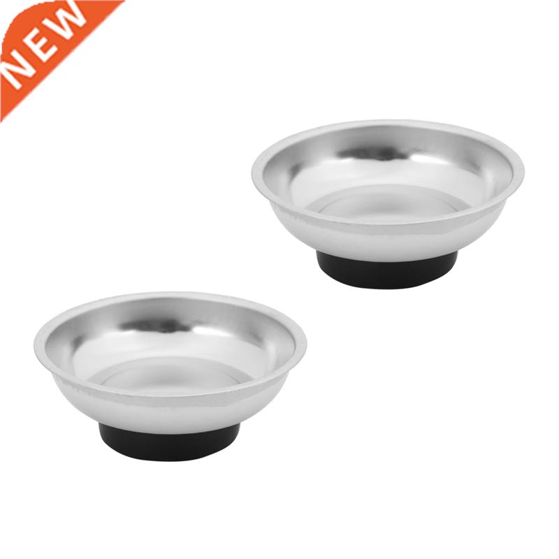 2X Circle Stainless Steel Magnetic Parts Bowl Tool Tray Nuts