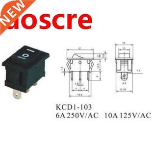 KCD1 Off 10Pcs lot Snap Pin Switch Black Rocker