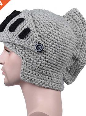 Winter Hat Hand Knitted Roman Knight Knit Hat Gladiator Mask
