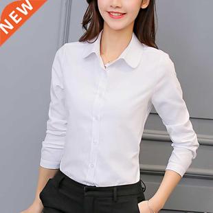 Korean Women Cotton Shirts White Shirt Women Long Sleeve Shi