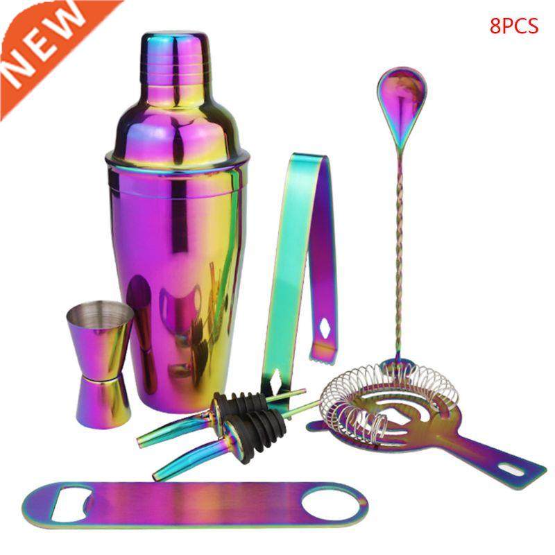 8pcs Colorful Stainless Steel Cocktail Wine Shaker Set Barte