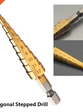 1/4 Hex Handle -12mm HSS Titanium Coated Stepped Bits Powe