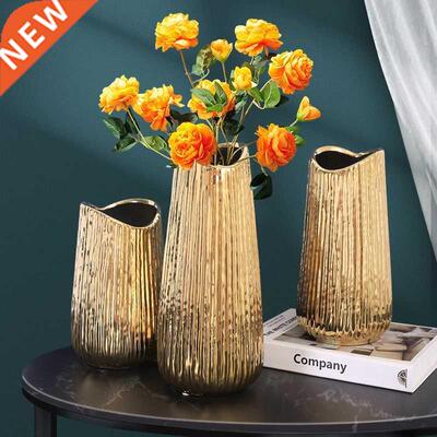 20/2/28 Cm Golden Ceramic Vase Home Decor Flower Arrangemen