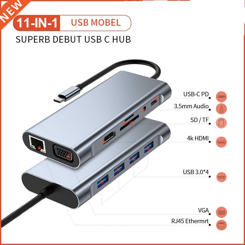 11 In 1 USB C To USB 3.0 Dock Accessories VGA RJ45 USB-C Typ