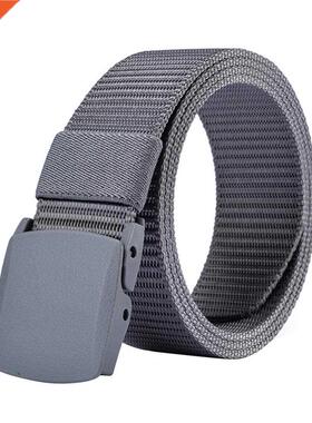 Fashion Men Belt Solid Color Adjustable Exquisite Buckle Men