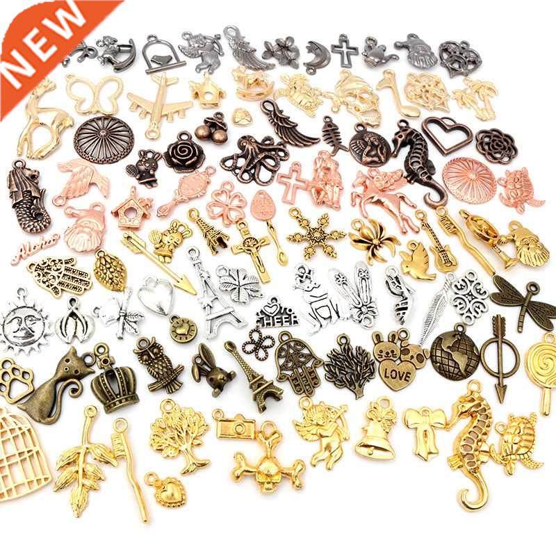 30pcs Mixed Styles Animal Heart Leaf Flower Crown Charms Pen
