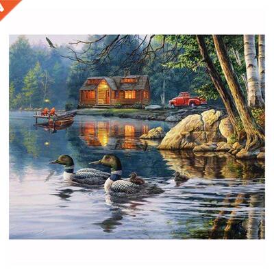 Diamond Embroidery Lakeside Cabin & Ducks Diamond Painti