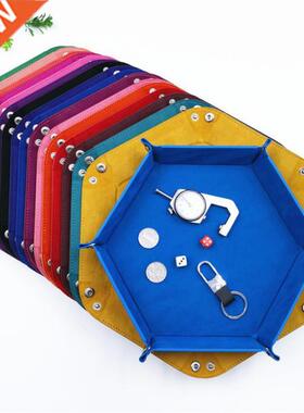 1pc Folding Hexagon Velvet Cloth Dice Tray Purple Dice Box T