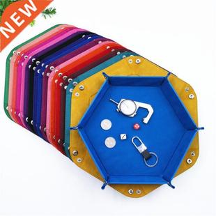 Velvet Cloth Box Folding Purple Hexagon Tray 1pc Dice