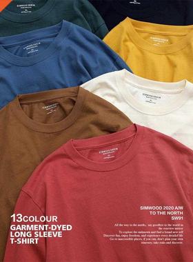 SIMWOOD 2022 Spring New Long Sleeve T Shirt Men Solid Color