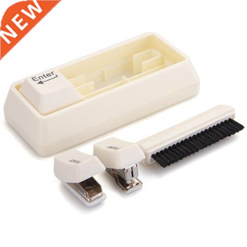 Keyboard Desk Stationery Set Stapler Brush Punch Paperclip