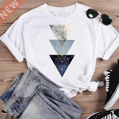 Women Geometric Lovely nd Fashion Cartoon Short Sleeve Summe