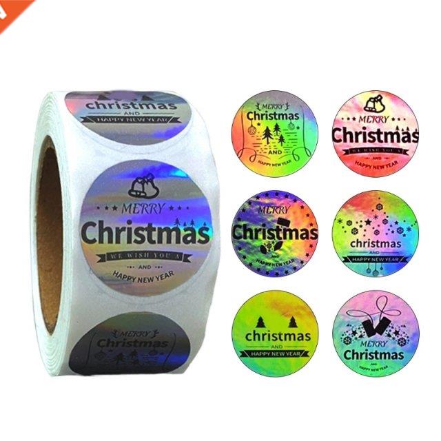 G6DA 500pcs Rainbow Merry Christmas Stickers Labels Roll 6 D
