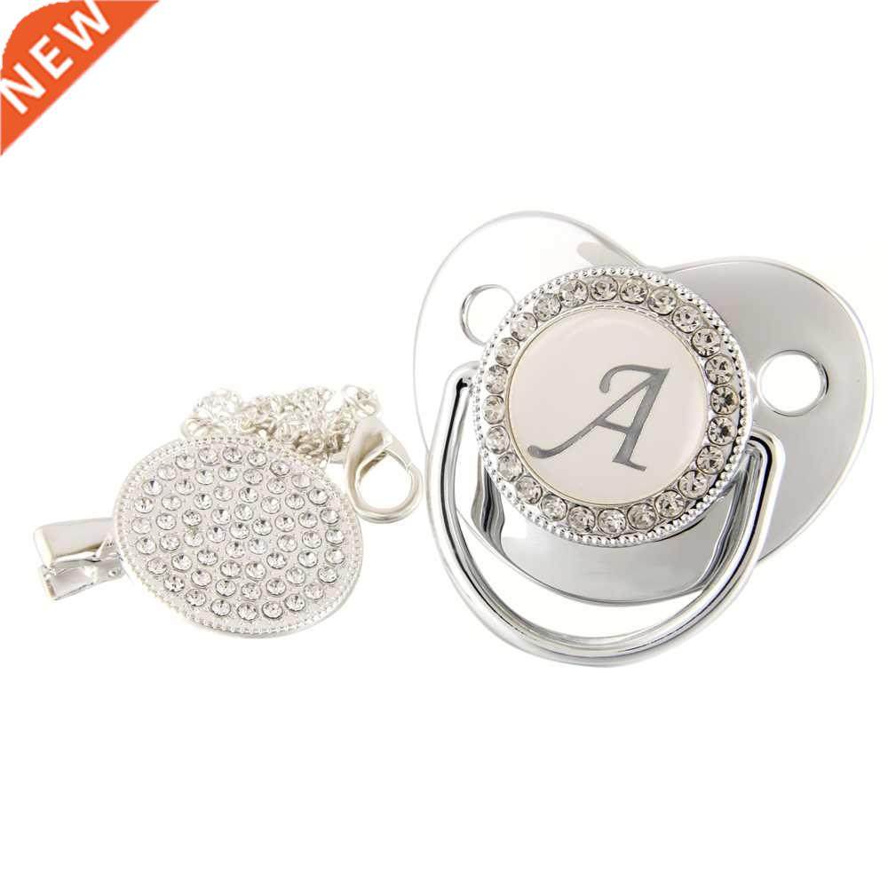 Initial Letters Bling Baby Pacifier Silver 26 Letter Silicon
