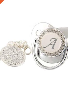 Initial Letters Bling Baby Pacifier Silver 26 Letter Silicon