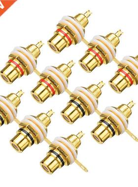 10pcs/pack RCA Female Socket Connector Gold Amplifier Audio