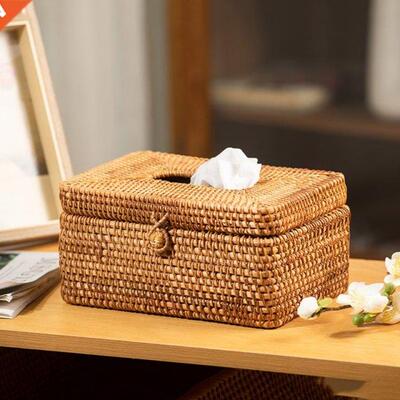Elegant Handmade Rattan Tissue Box Napkin Storage Container