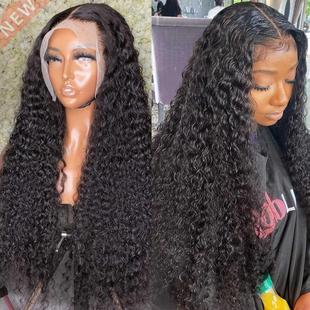 Rxy Hair Deep Human Curly 250% Wig Frontal Wave 360 13X4
