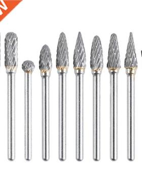 10Pcs 1/8 Rotary File Solid Carbide Rotary Burr Set Drill Gr