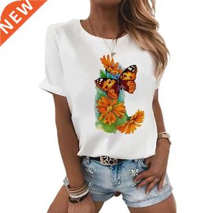 Shirt Women White 2022 Soft Neck Country Sho Print Top