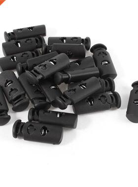 Plasctic Cord Locks Lanyard Luggage Stopper 20 Pcs Black