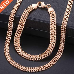 Men Women's Jewelry Sets 585 Rose Gold Bracelet Necklace Set