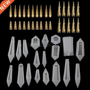 Molds Pendulum Silicone Quartz wit 19Pcs Crystal Resin