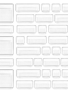 37 PCS Clear Plastc Drawer Organzers Set,4Sze Versatle B