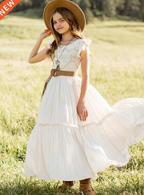 Summer Girls Lace Chiffon Dresses Kids Flower Girl Wedding P