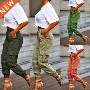 Yskkt Cargo Pants Women High Waist Spring Autumn Pocket Slim